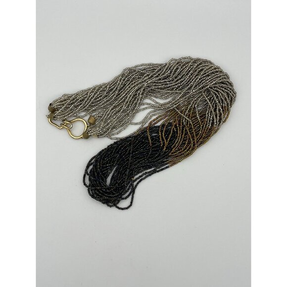 Waterfall Multi Strand Seed Beads Necklace 27" End To End - Picture 2 of 8